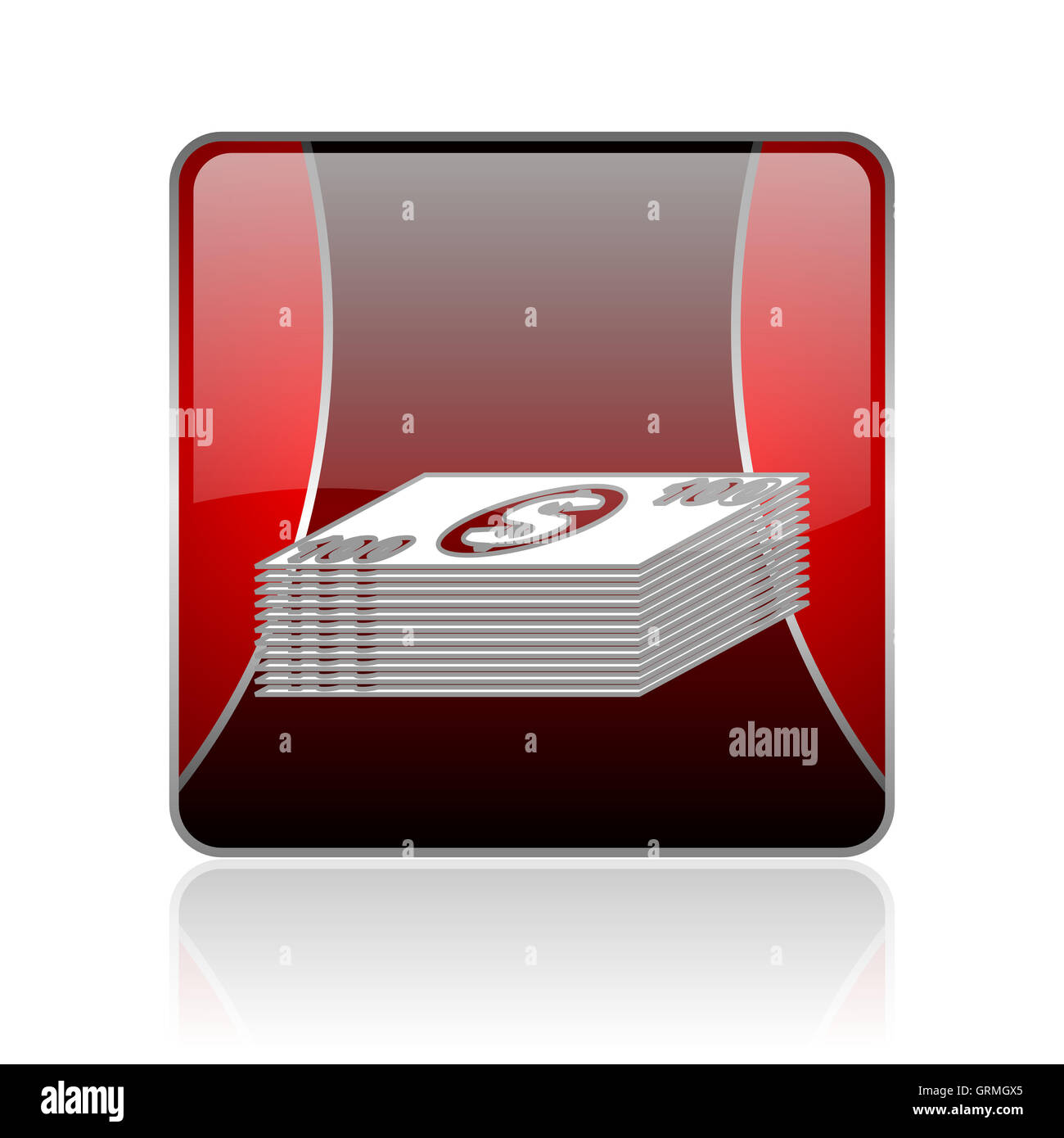 La place rouge brillant argent web icône Banque D'Images