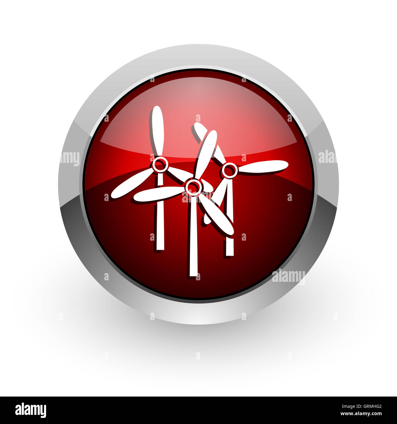 Moulin de cercle rouge brillant web icon Banque D'Images