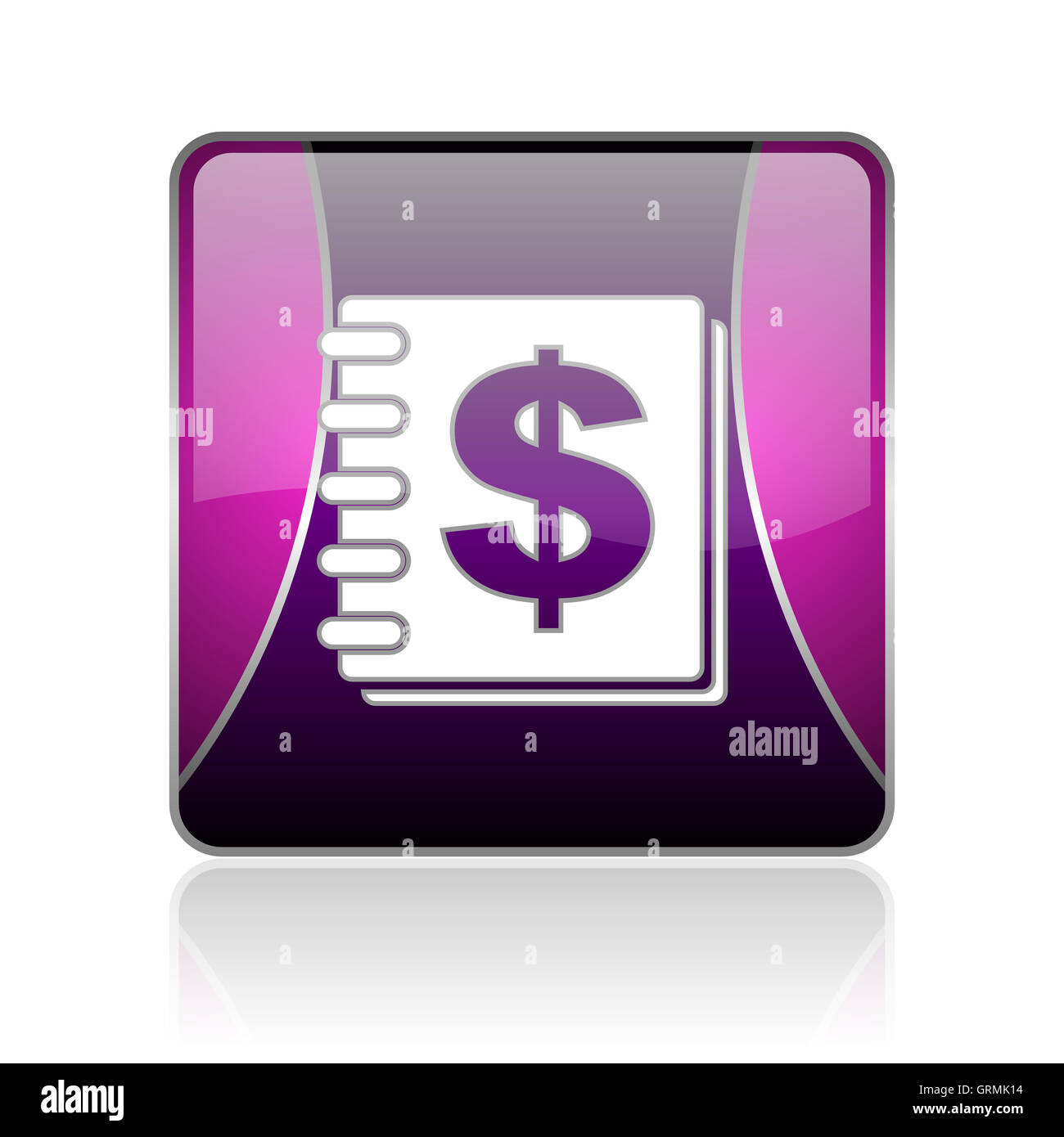 Carré violet brillant argent web icône Banque D'Images