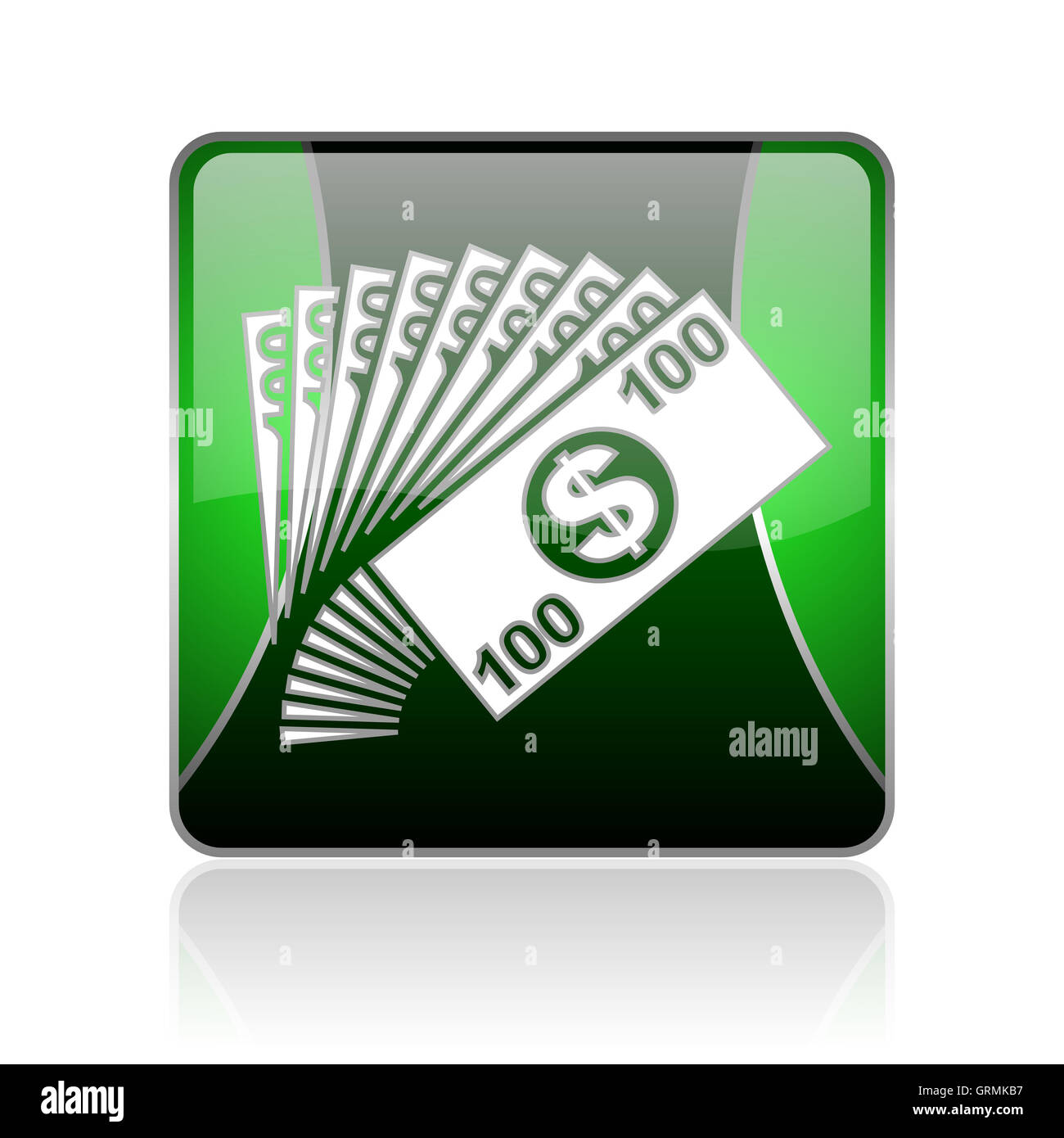 Noir et argent web carré vert icône brillant Banque D'Images