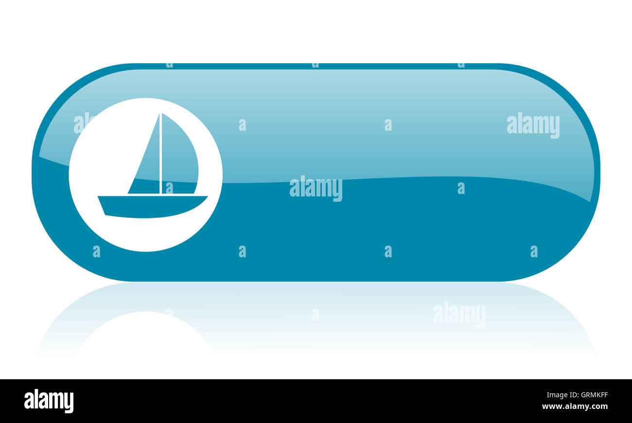 L'icône bleu brillant web yacht Banque D'Images