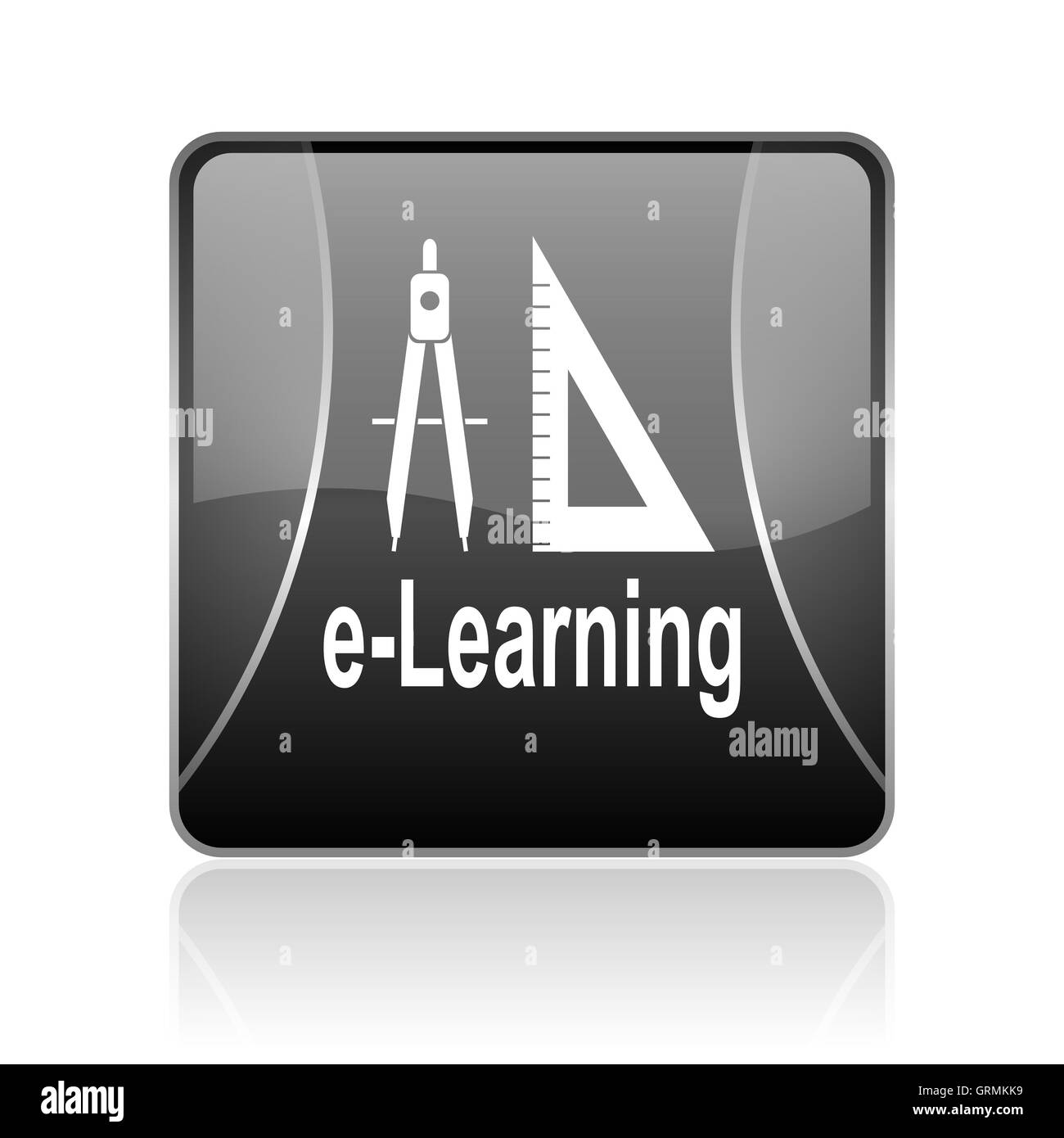 E-learning web icône carré noir brillant Banque D'Images
