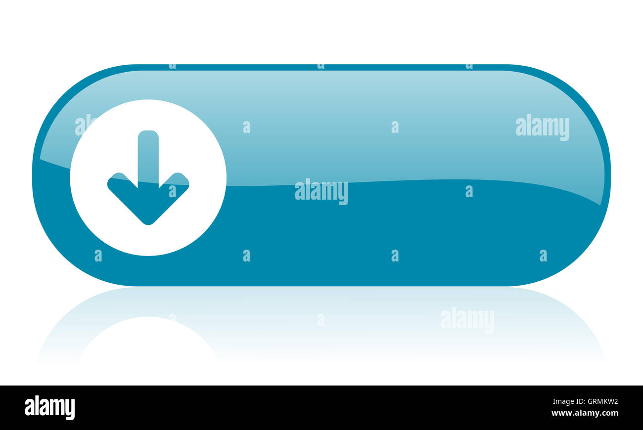 Flèche vers le bas l'icône bleu brillant web Banque D'Images