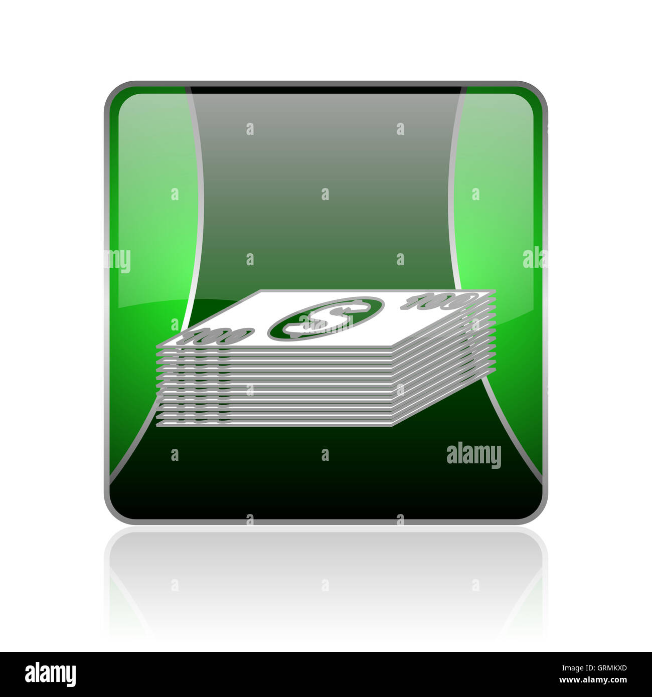 Noir et argent web carré vert icône brillant Banque D'Images