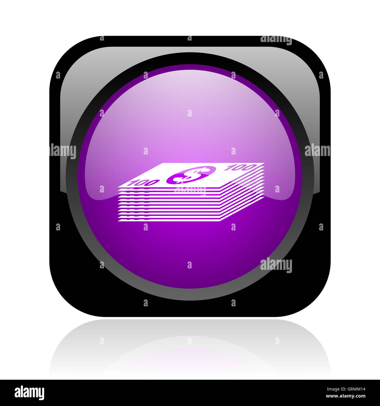 Noir et argent carré violet brillant web icon Banque D'Images