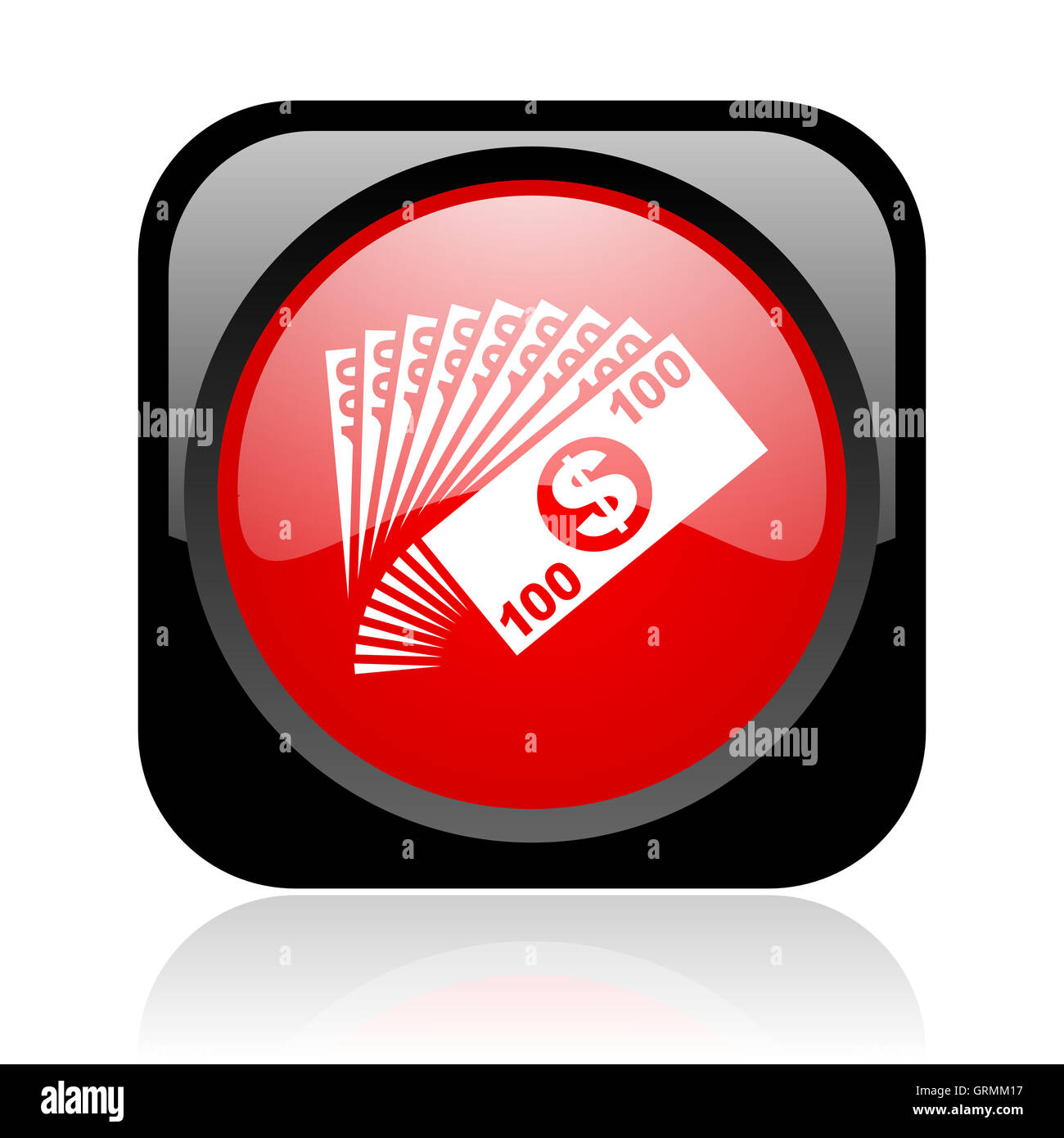 La place rouge et noir argent brillant web icon Banque D'Images