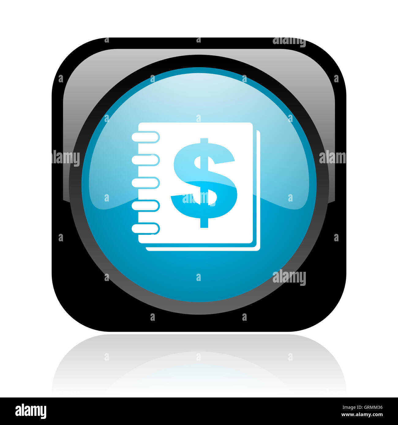 Noir et argent carré bleu brillant web icon Banque D'Images