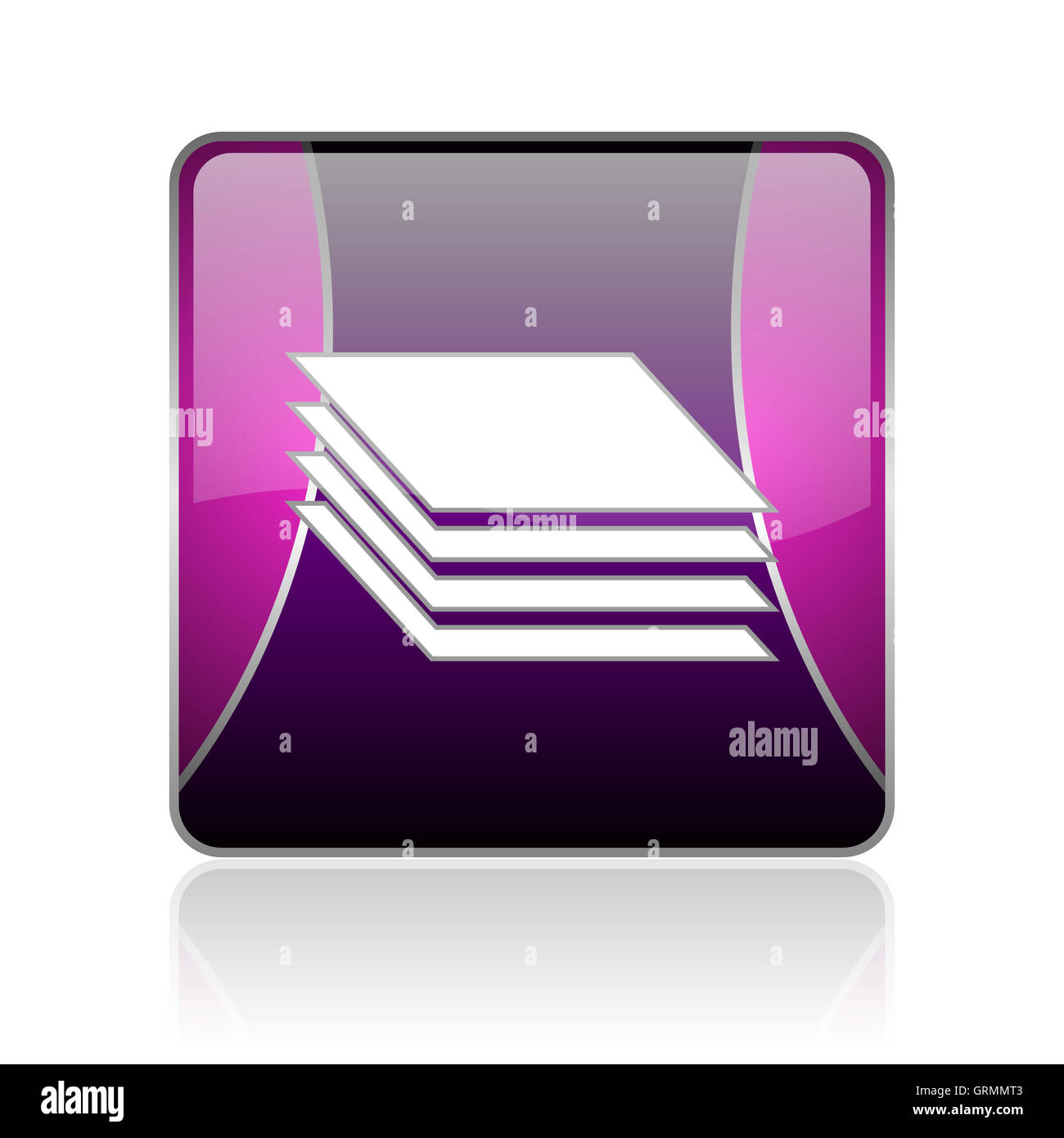 Carré violet brillant couches web icône Banque D'Images