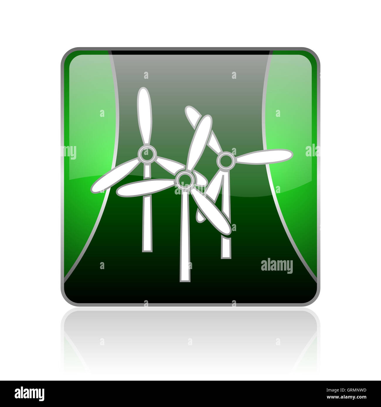 Moulin noir et carré vert icône glossy web Banque D'Images