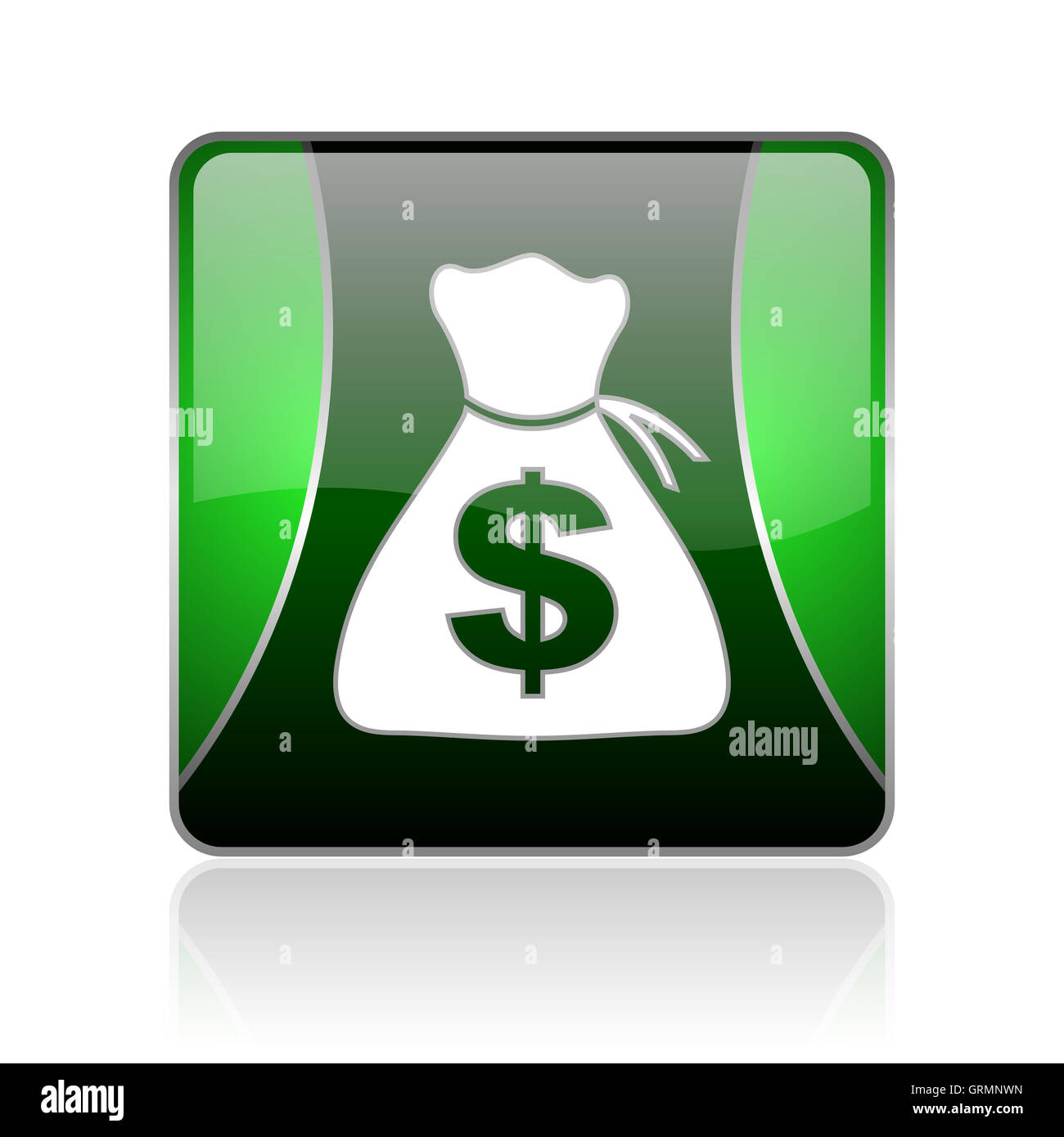 Noir et argent web carré vert icône brillant Banque D'Images