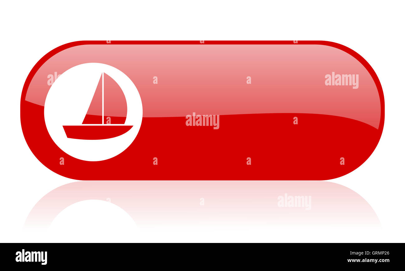 L'icône rouge brillant web yacht Banque D'Images