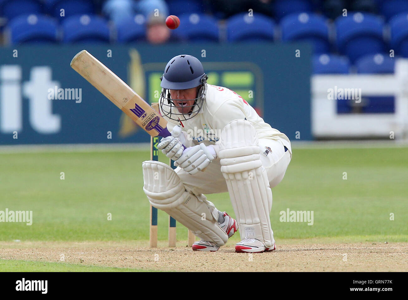 Murray Goodwin de Glamorgan canards sous un Graham Napier livraison - Glamorgan LA CCC vs Essex CCC - LV County Championship Deux Division au Cricket Swalec Stadium, Cardiff, Pays de Galles - 17/05/13 Banque D'Images