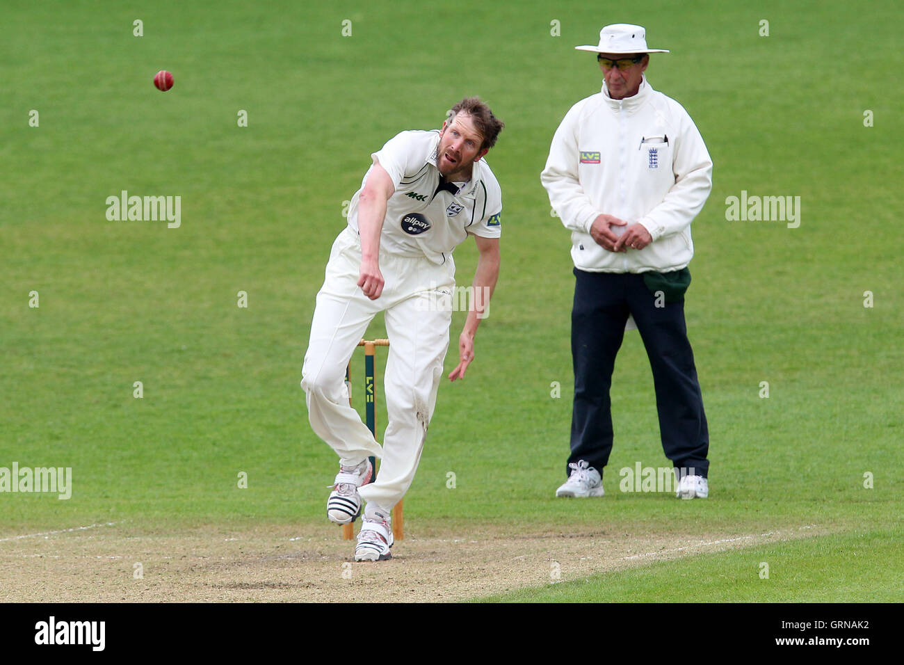 Alan Richardson dans bowling action pour le Worcestershire - Worcestershire LA CCC vs Essex CCC - LV County Championship Division Two à Cricket New Road, Worcester - 30/05/13 Banque D'Images