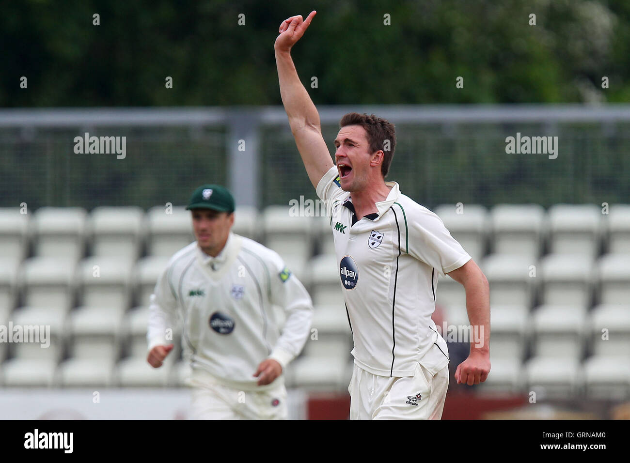 Jack Shantry de Worcester célèbre le guichet de James Foster - Worcestershire LA CCC vs Essex CCC - LV County Championship Division Two à Cricket New Road, Worcester - 30/05/13 Banque D'Images