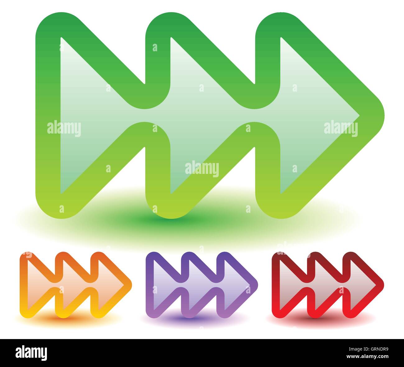 Triple, 3 flèches dans plus de couleurs. Localiser, avance rapide, rapidité des concepts. Flèche colorée de formes, les éléments de flèche. Illustration de Vecteur