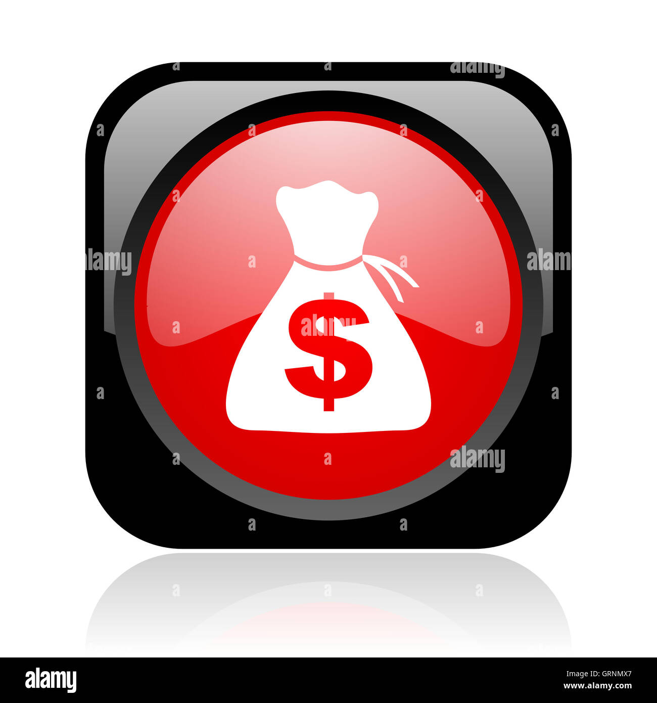 La place rouge et noir argent brillant web icon Banque D'Images