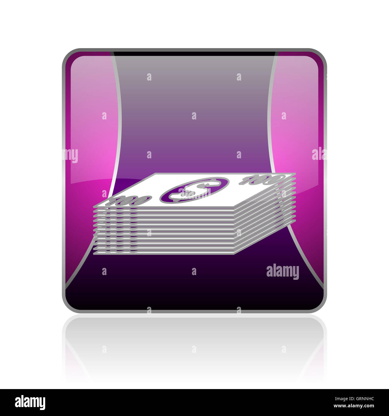 Carré violet brillant argent web icône Banque D'Images