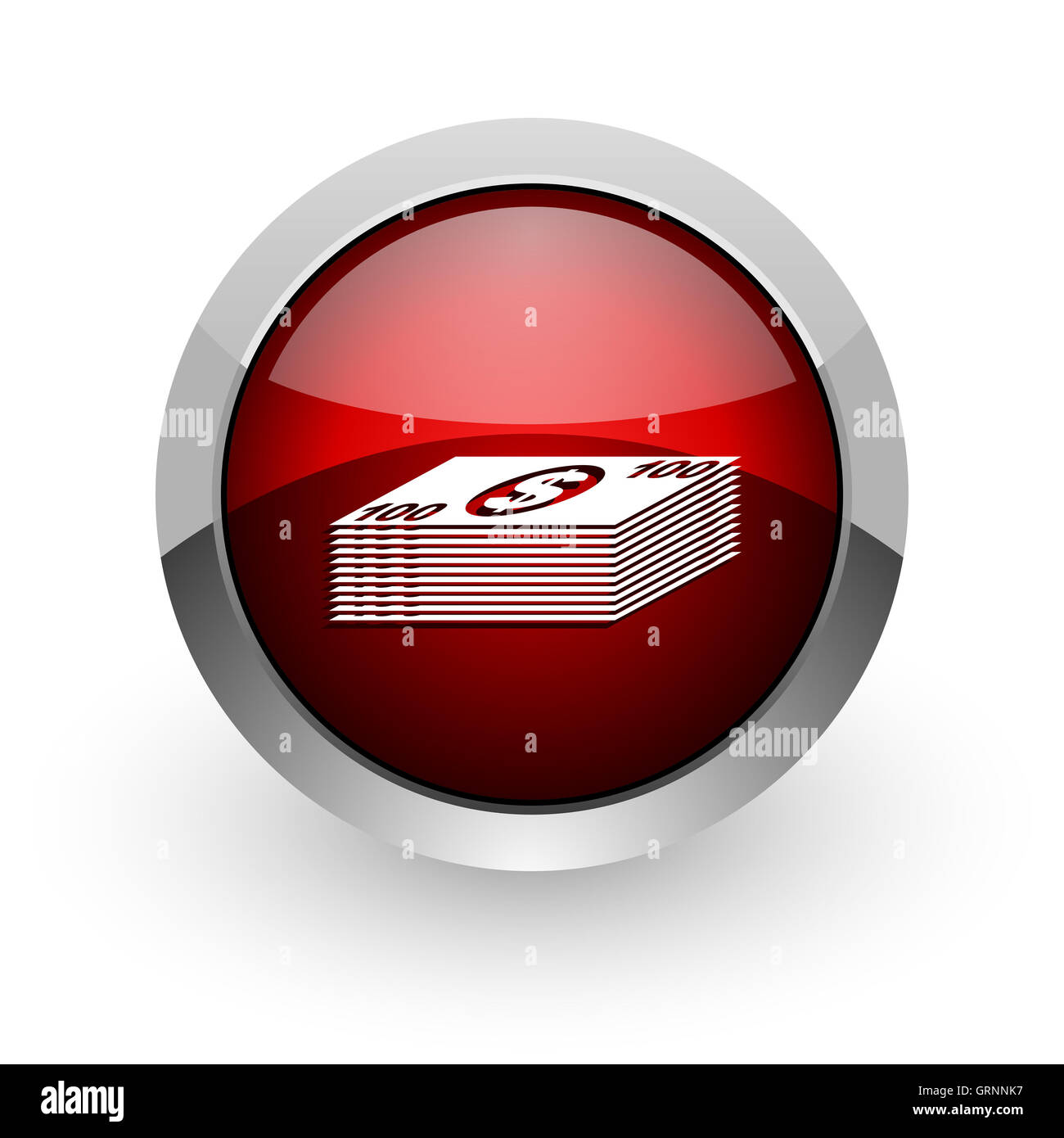 Cercle rouge brillant argent web icône Banque D'Images