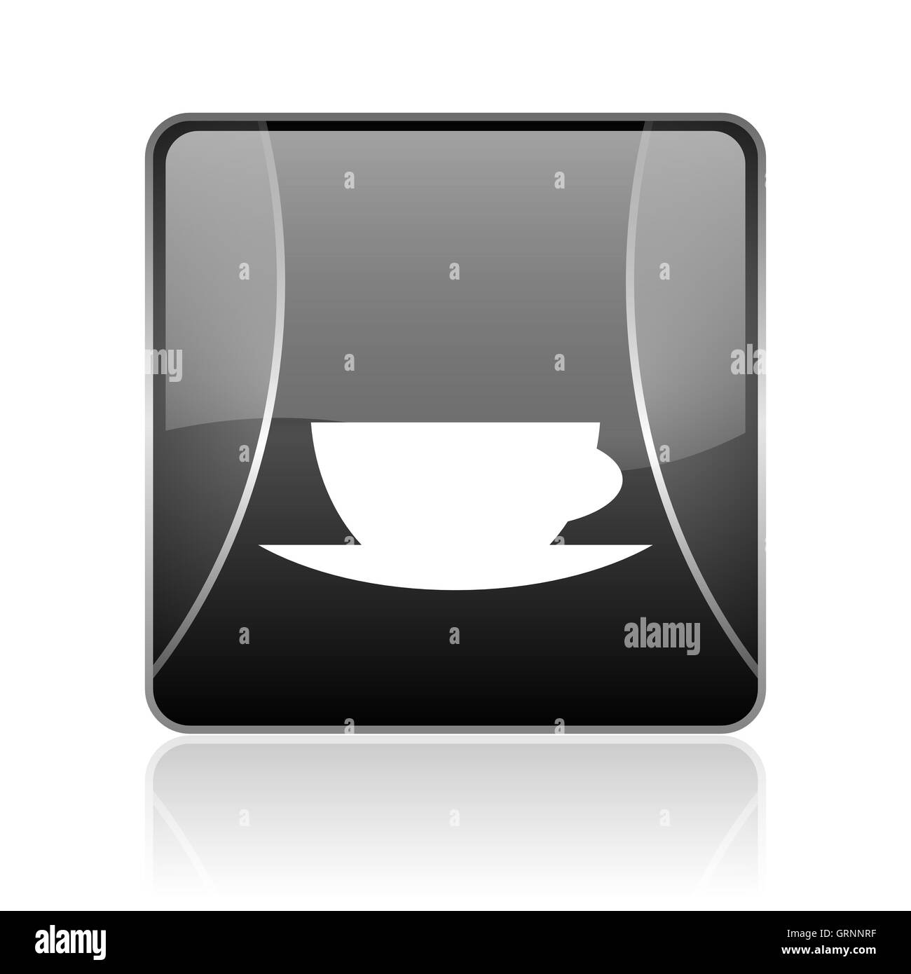 Tasse de café web icône brillant carré noir Banque D'Images