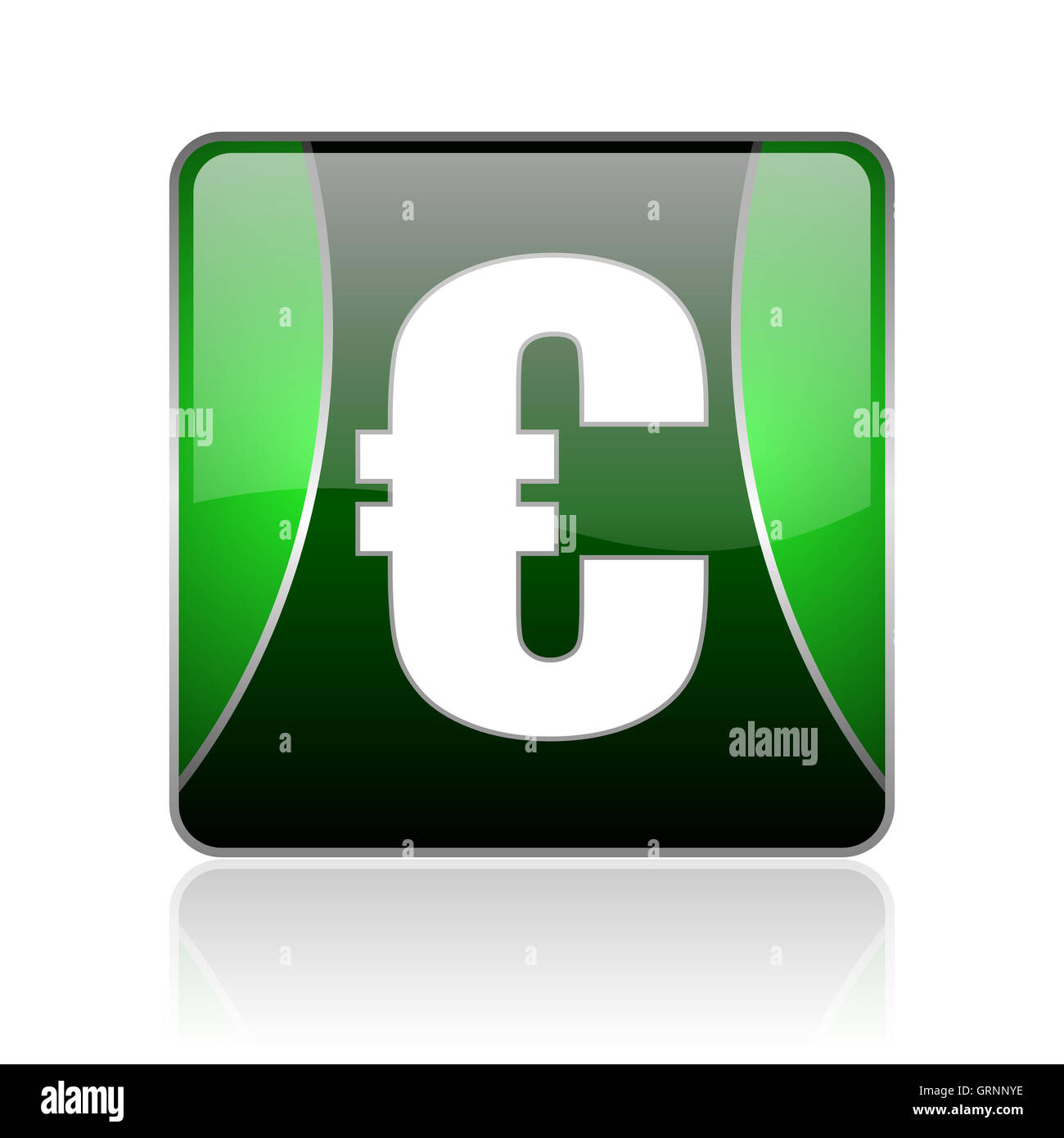 Euro black et carré vert icône glossy web Banque D'Images