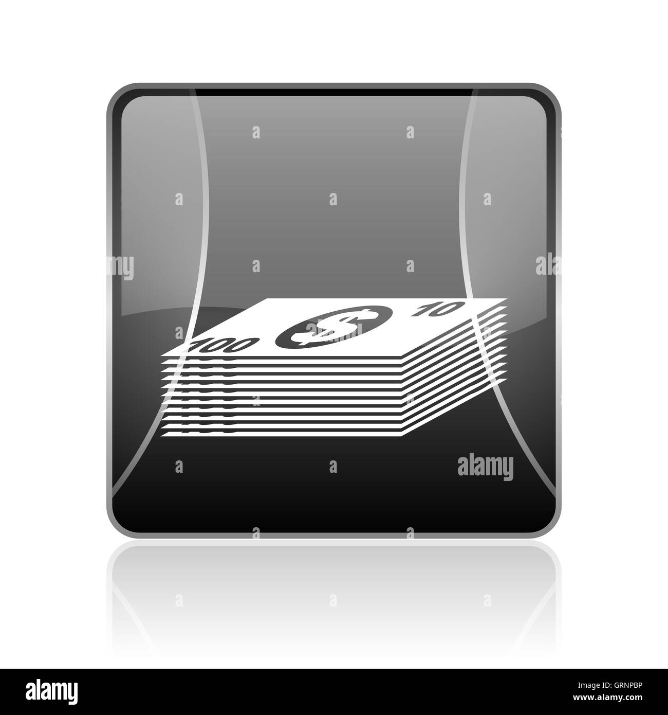 Carré noir brillant argent web icône Banque D'Images