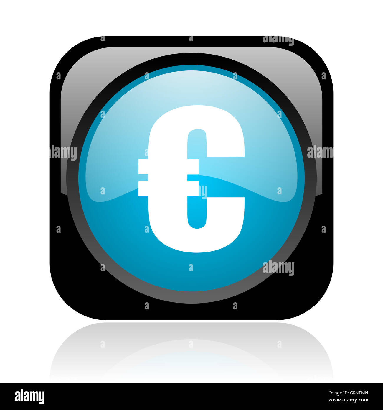 Euro Black et Blue Square icône glossy web Banque D'Images