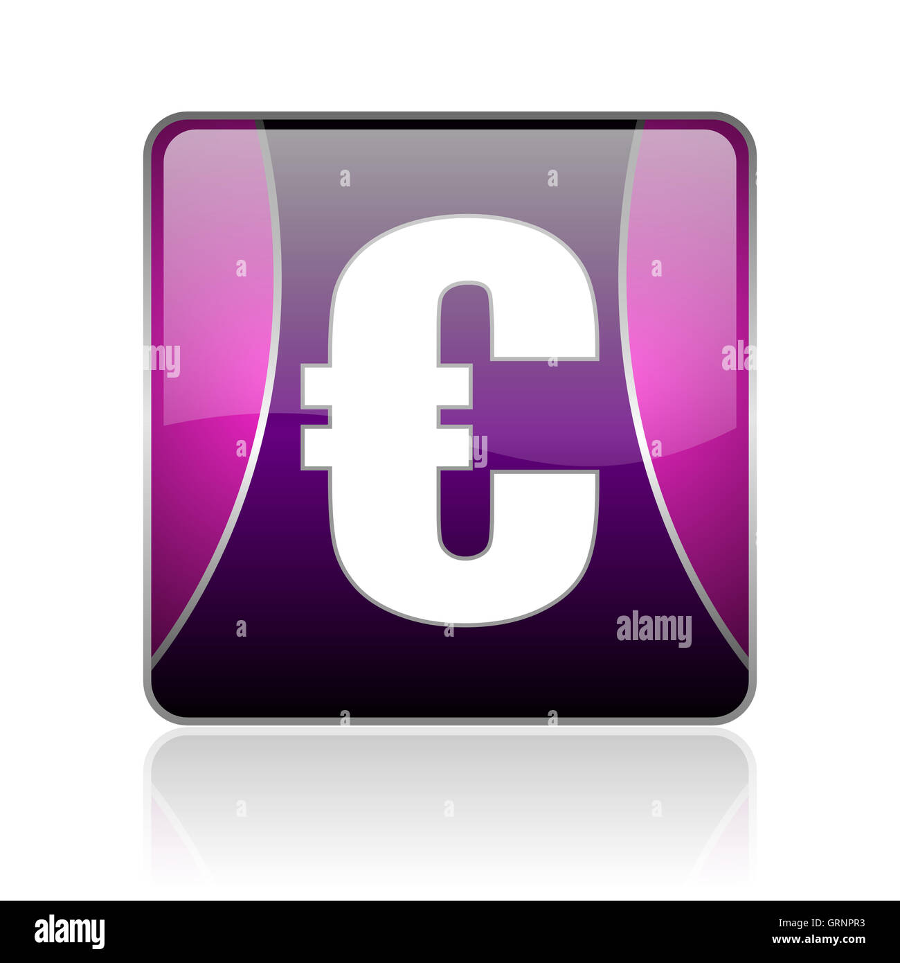 Euro web carré violet glossy icon Banque D'Images