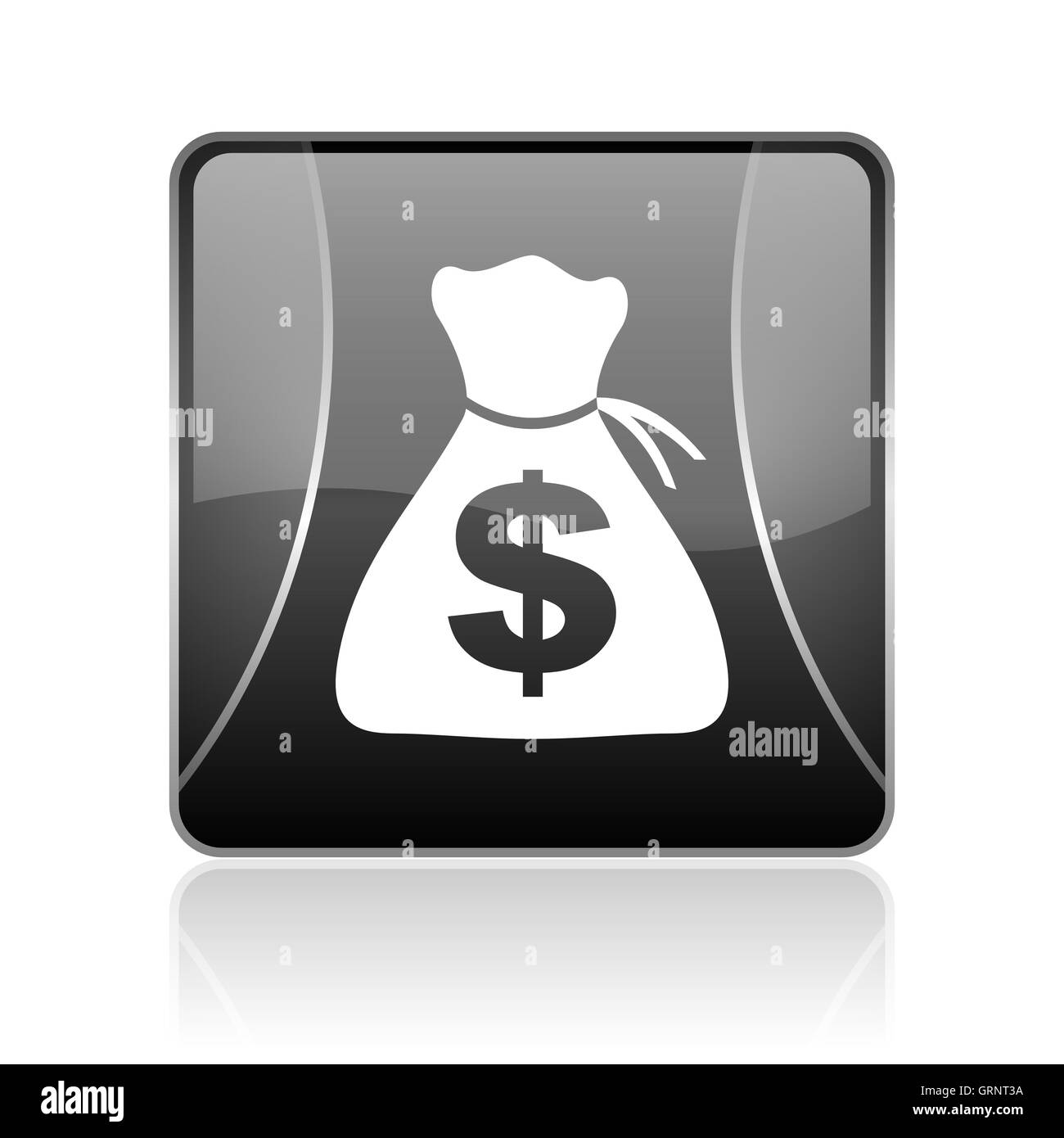 Carré noir brillant argent web icône Banque D'Images