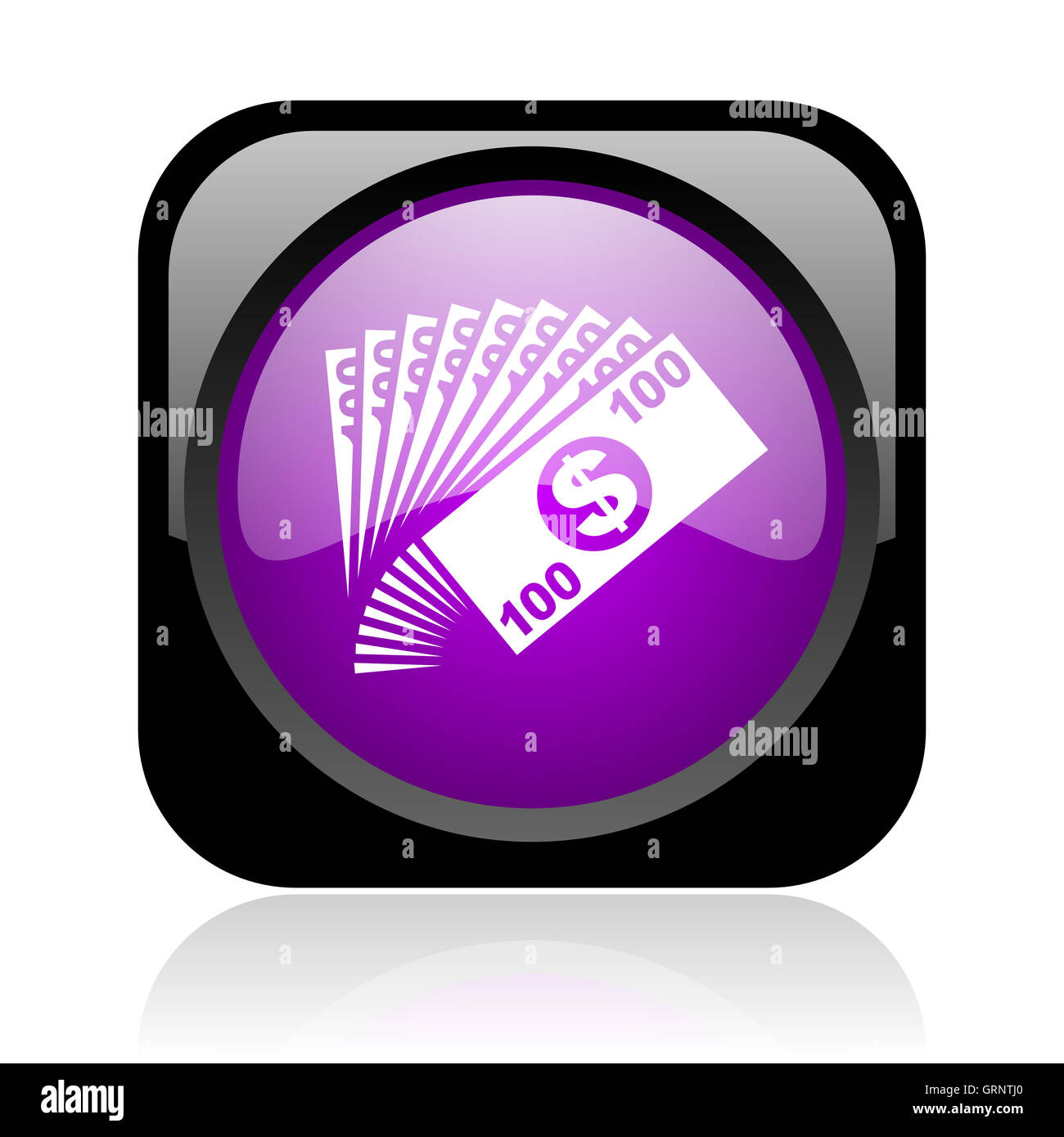 Noir et argent carré violet brillant web icon Banque D'Images