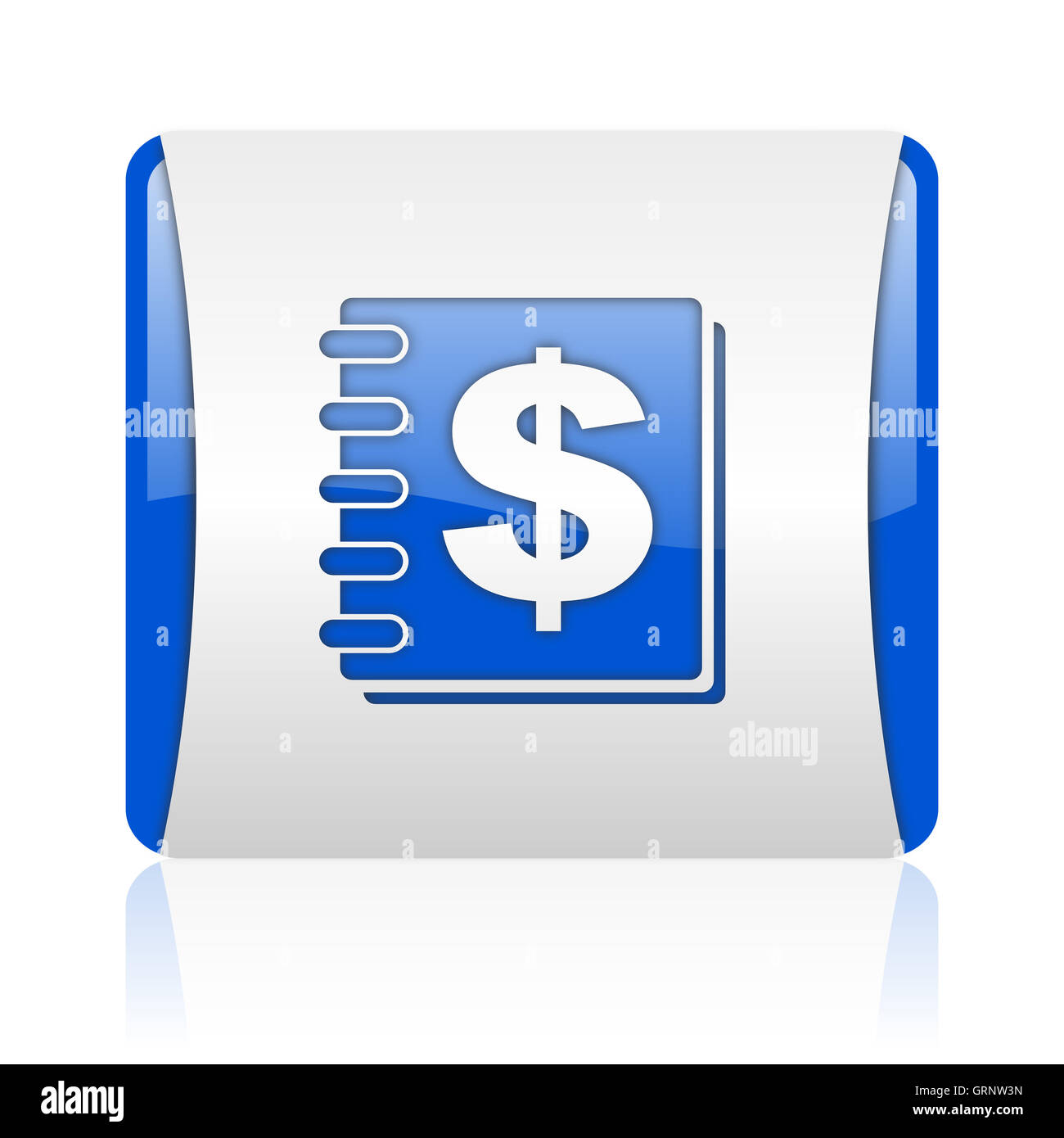 Carré bleu brillant argent web icône Banque D'Images