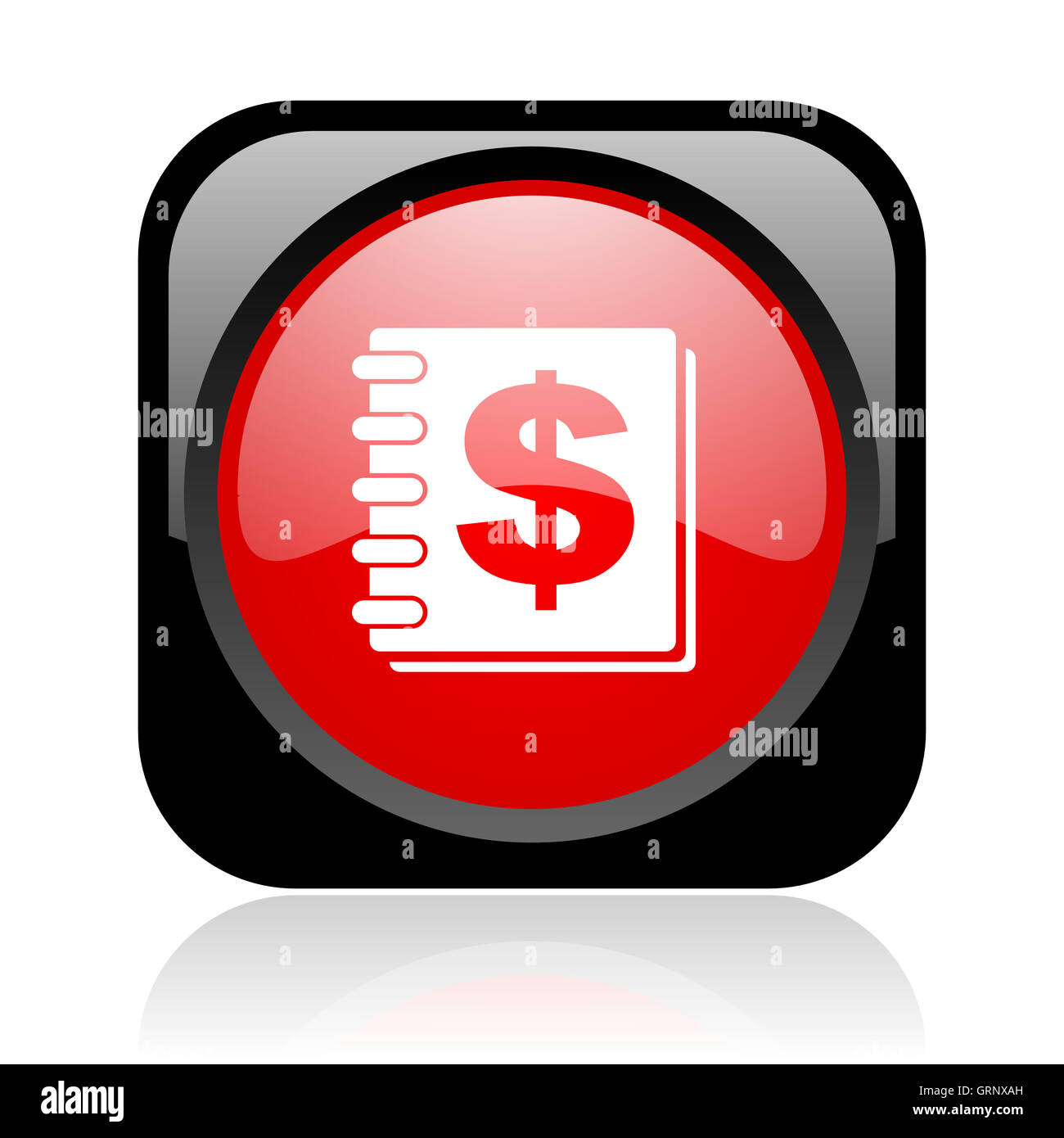 La place rouge et noir argent brillant web icon Banque D'Images