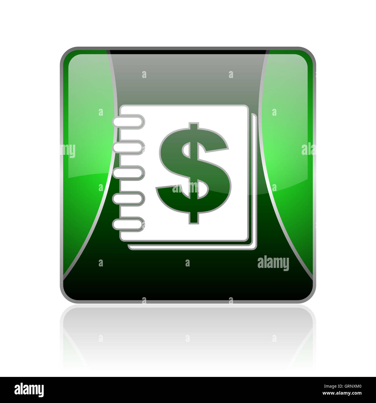 Noir et argent web carré vert icône brillant Banque D'Images