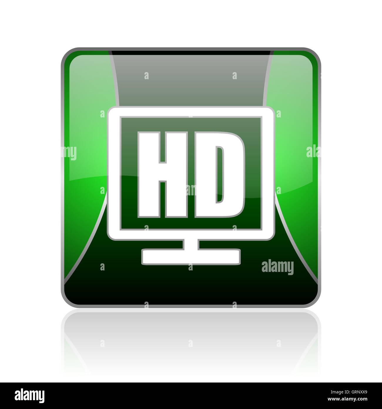 L'affichage hd noir et vert brillant carré icône web Banque D'Images