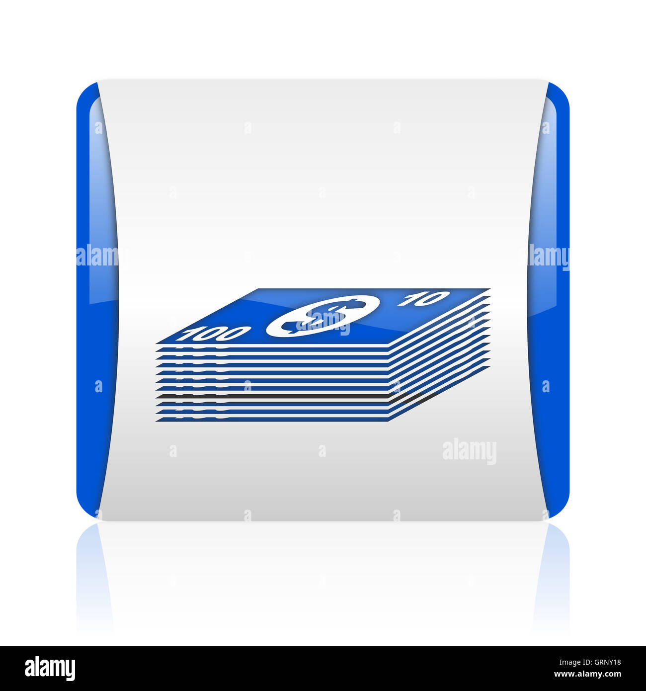 Carré bleu brillant argent web icône Banque D'Images