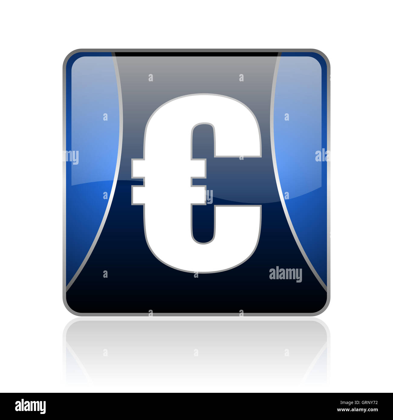 Carré bleu brillant euro web icône Banque D'Images