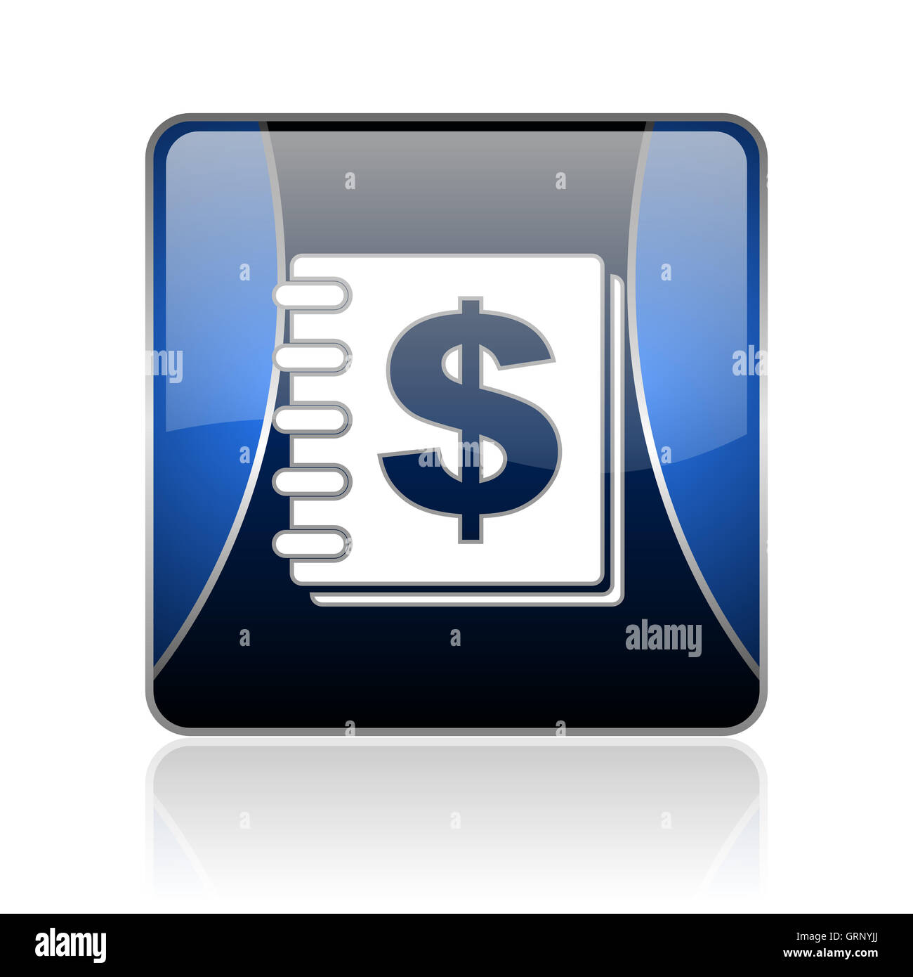 Carré bleu brillant argent web icône Banque D'Images