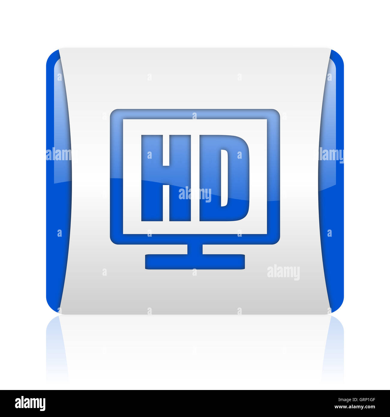 L'affichage HD web icône glossy blue square Banque D'Images