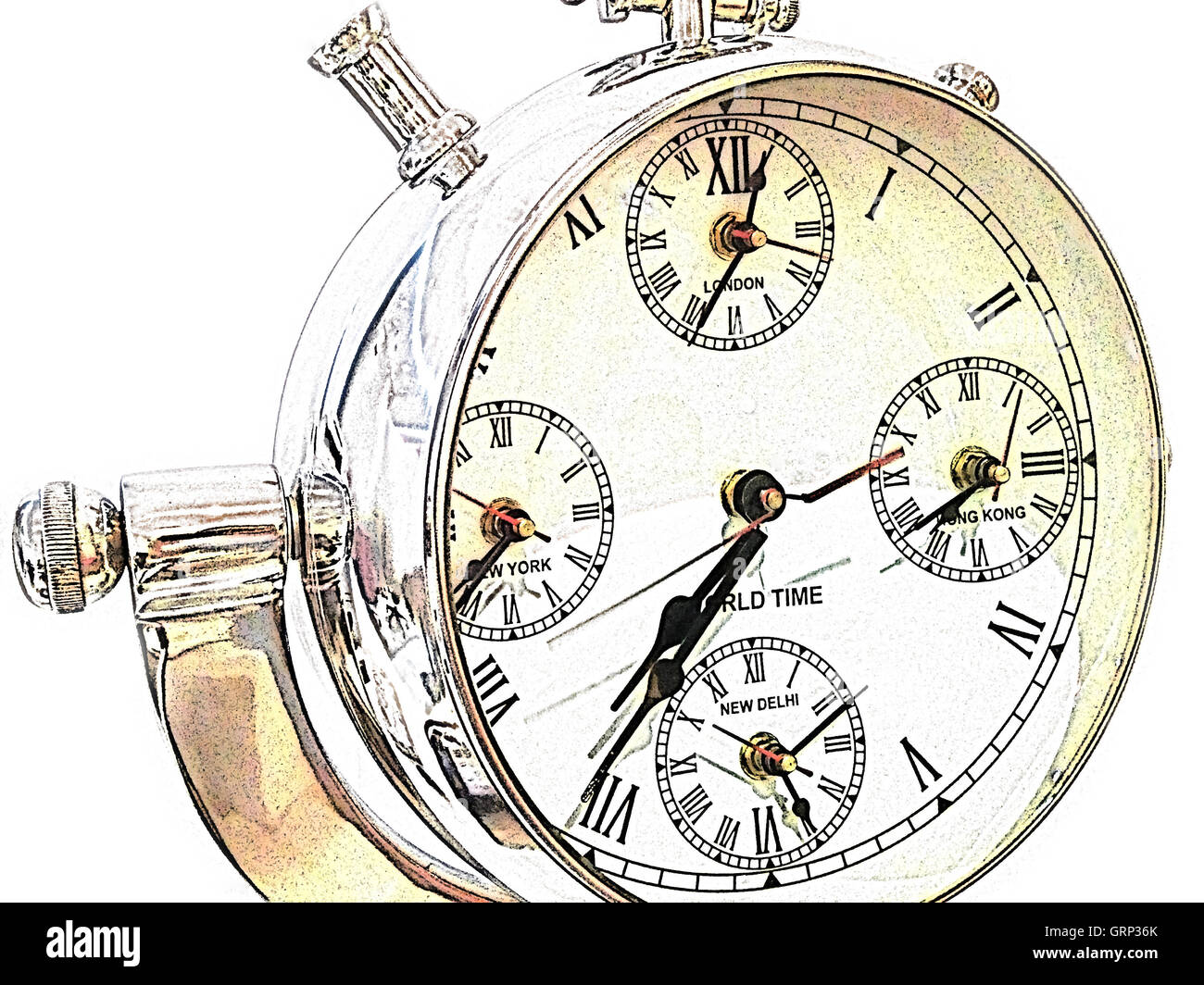Un monde stylisé de l'horloge comme un chronomètre. Banque D'Images
