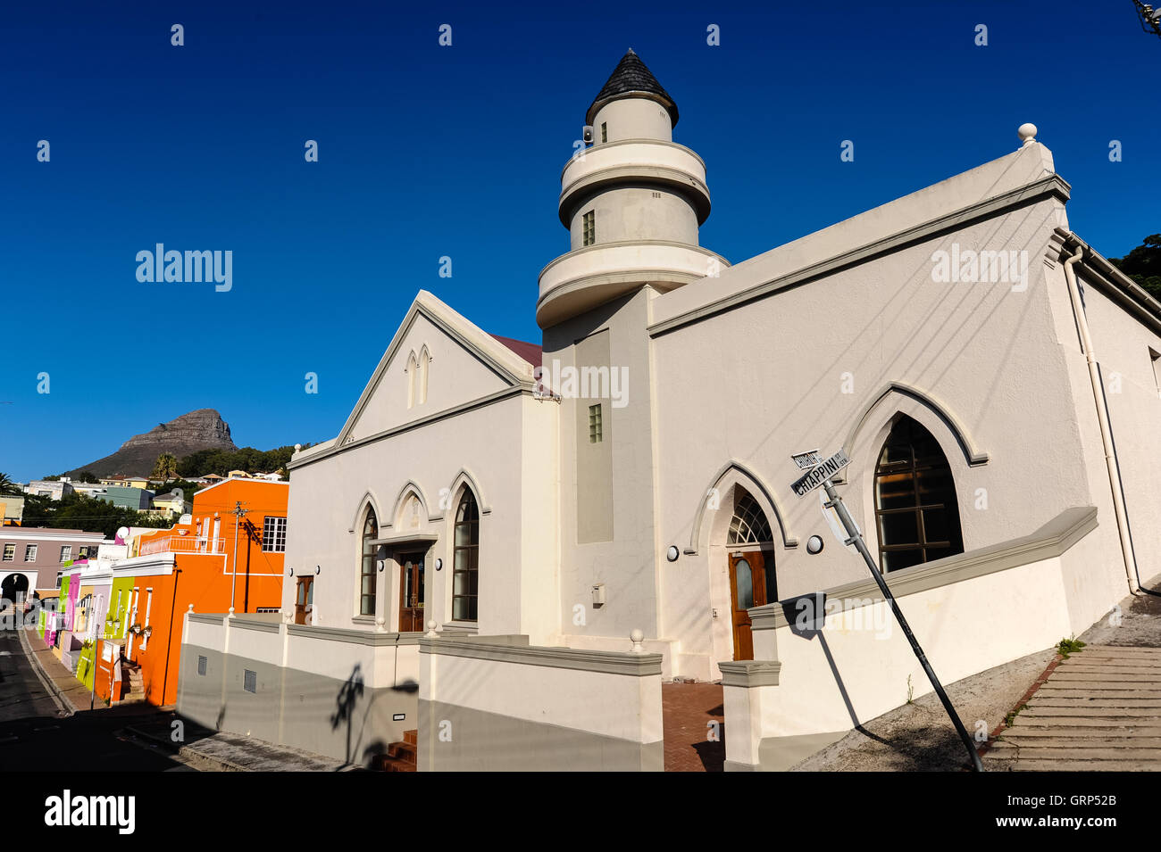 Bo-Kaap, le pittoresque quartier de Malay à Cape Town, Afrique du Sud. Mosquée Shaffee. Banque D'Images