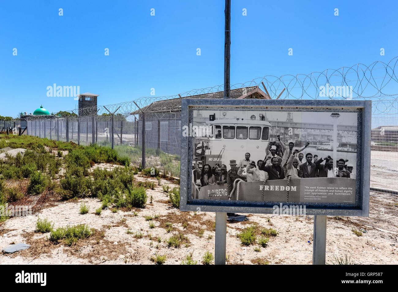 L'île de Robben dans Table Bay au large de Cape Town, Afrique du Sud, plus connu pour sa prison de l'apartheid. Banque D'Images