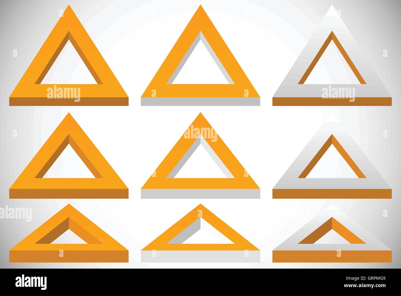 Forme de triangle 3d dans plus de couleurs fixées à différents angles Illustration de Vecteur