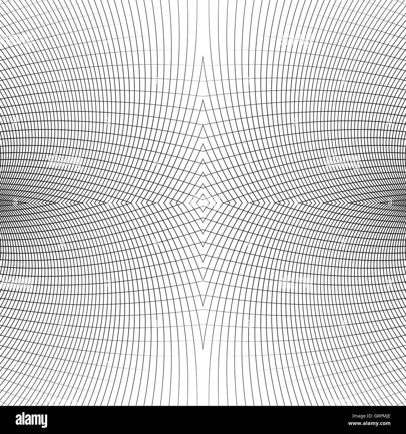 Grille de lignes dynamiques déformée. Répétable. Des lignes courbes monochrome géométrique mesh. Cellulaire réticulée, modèle sans couture Illustration de Vecteur