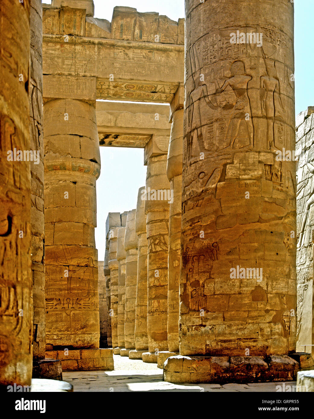 Salle hypostyle, Temple d'Amon-Ra, Karnak, Haute Egypte Banque D'Images