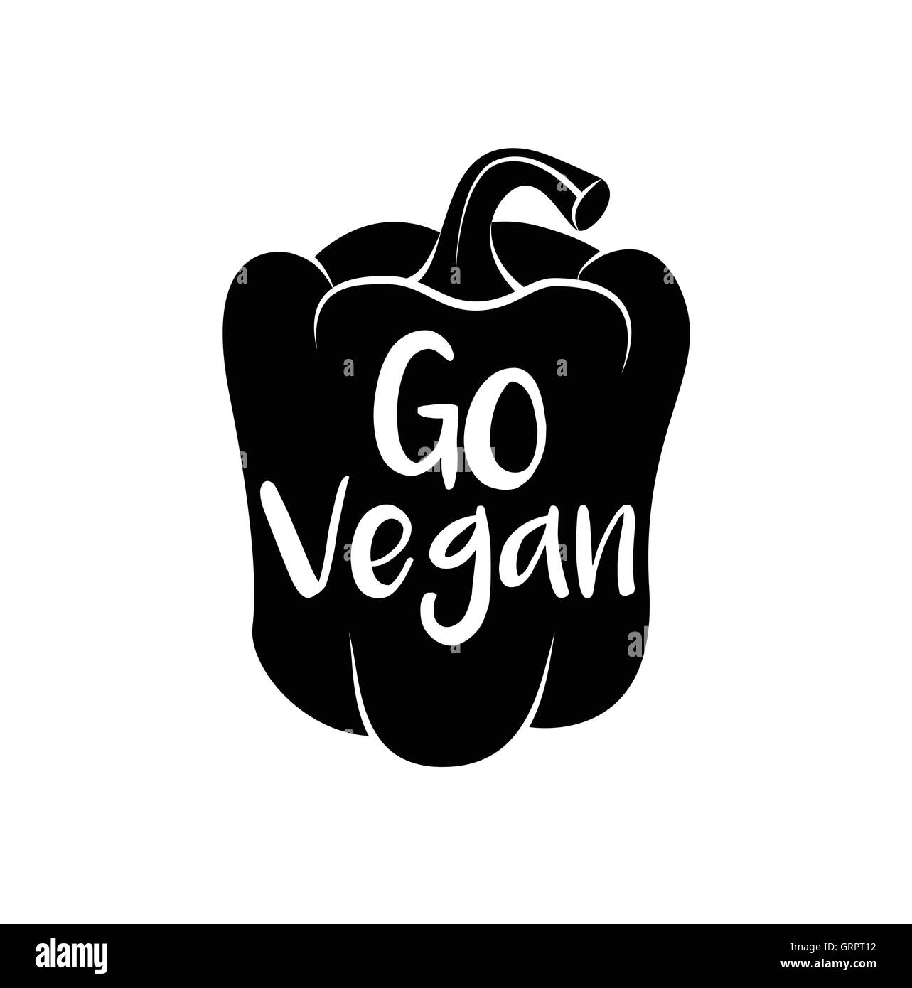 Go vegan - Cocept. doodle - piment doux. Vector Illustration Illustration de Vecteur