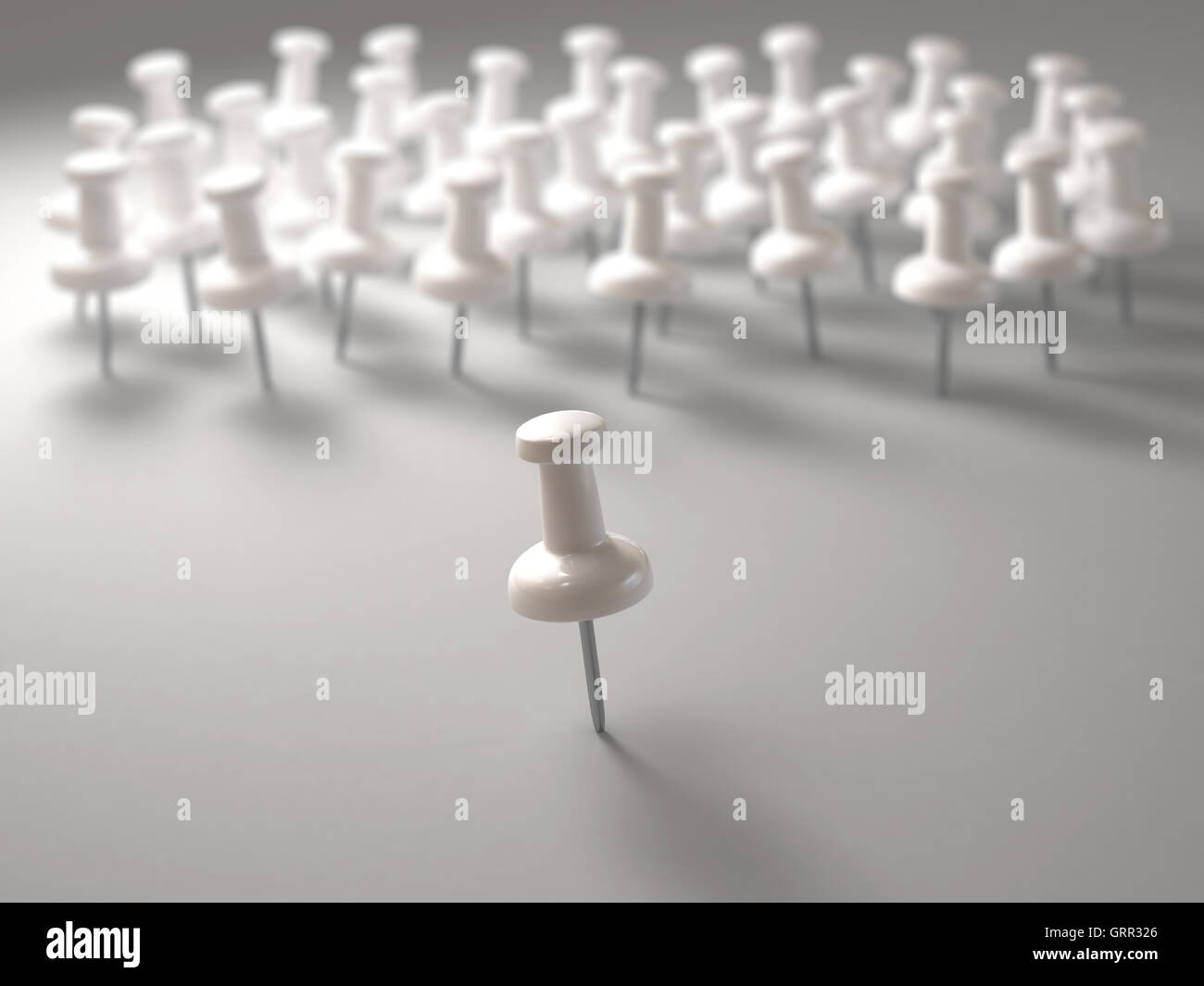 3D illustration. Pin blanc devant tout le monde dans le concept de leadership. Banque D'Images