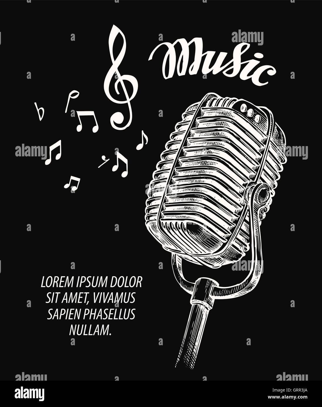 Microphone vintage Hand drawn vector illustration Illustration de Vecteur