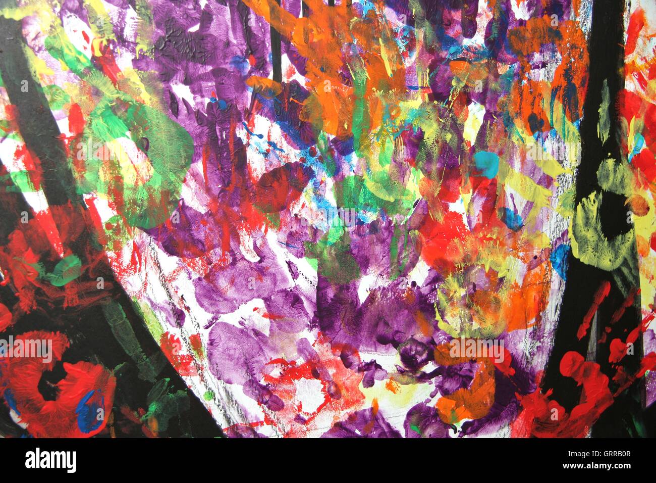 Colorful hand art print Banque D'Images