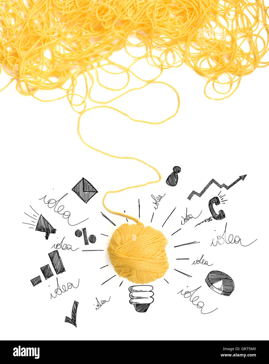 Concept d'idée et de l'innovation avec la balle de laine Banque D'Images