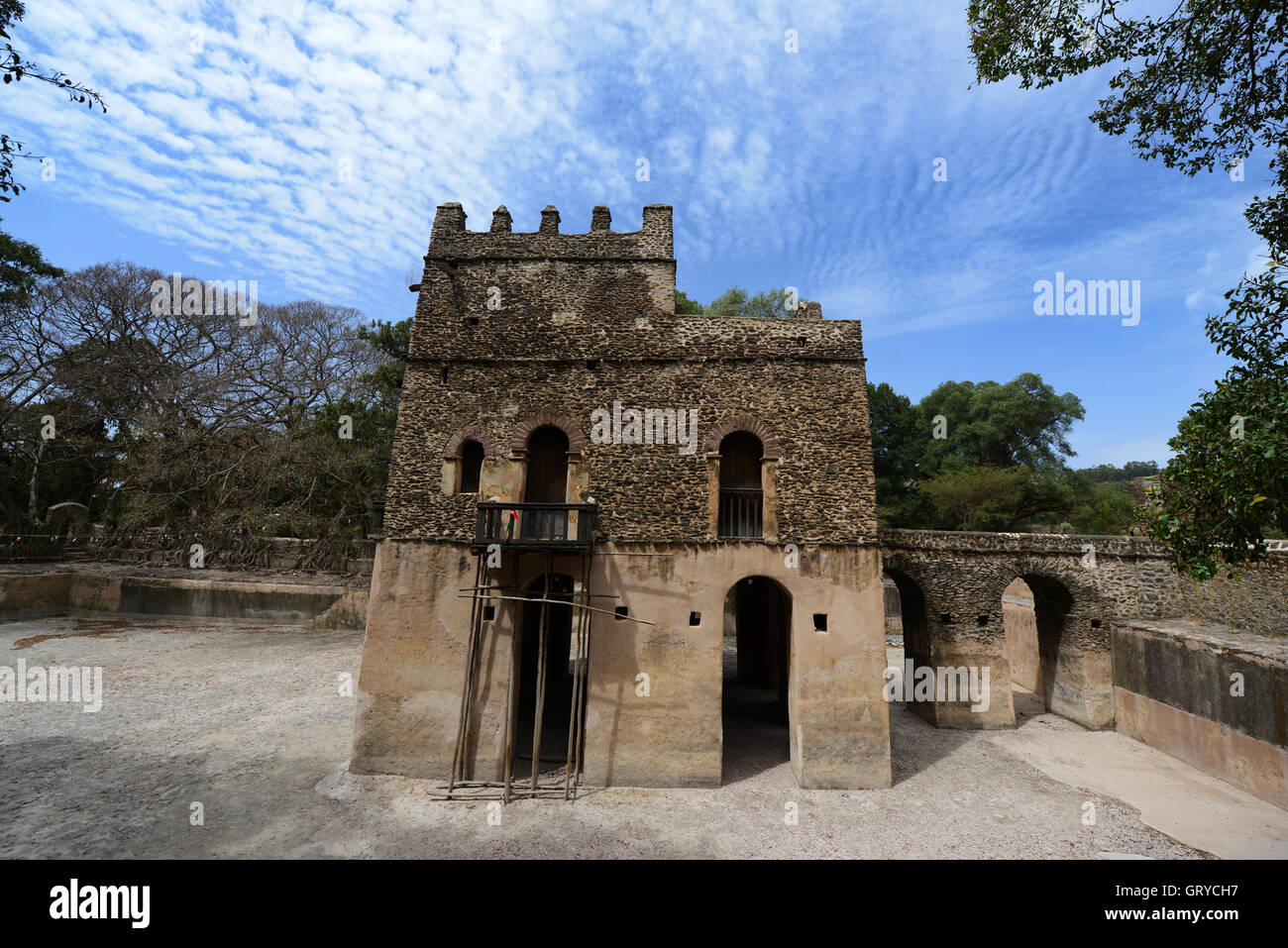 Fasiladas' baignoire à Gondar, en Éthiopie. Banque D'Images