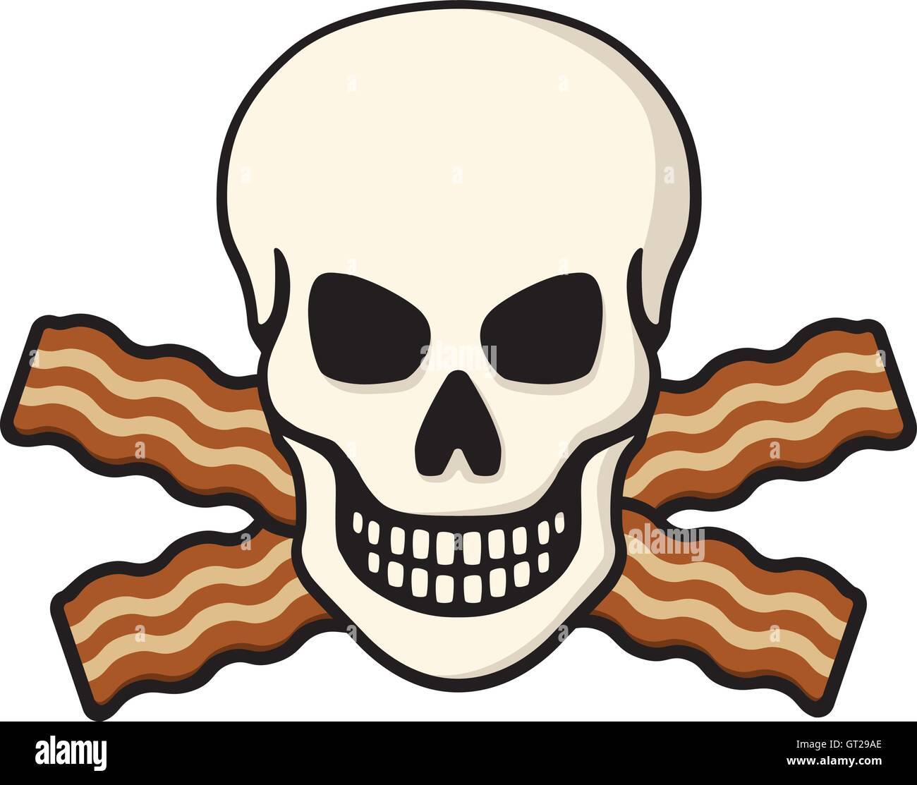 Vector Illustration du crâne avec traversée du bacon. Illustration de Vecteur